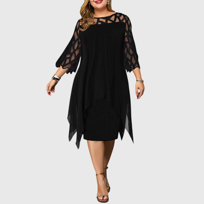 Catherine | Mini Dress with Geometric Sleeve and Asymmetrical Overlay