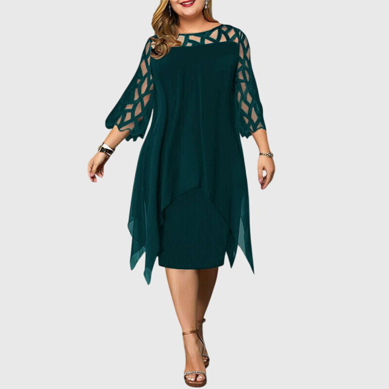 Catherine | Mini Dress with Geometric Sleeve and Asymmetrical Overlay