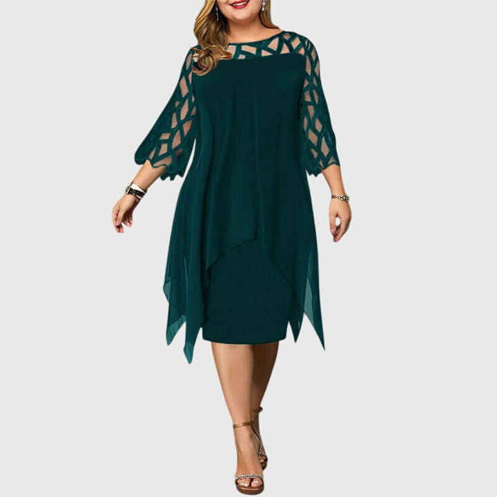 Catherine | Mini Dress with Geometric Sleeve and Asymmetrical Overlay