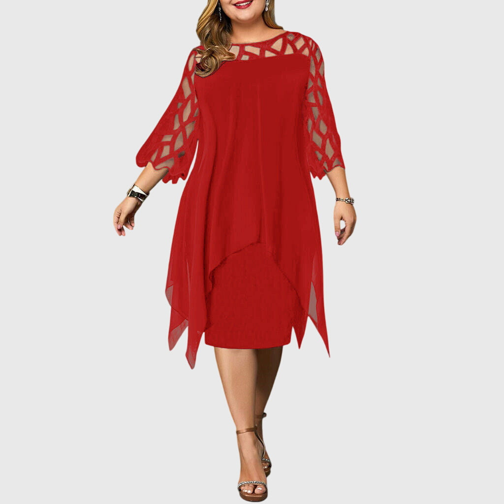 Catherine | Mini Dress with Geometric Sleeve and Asymmetrical Overlay