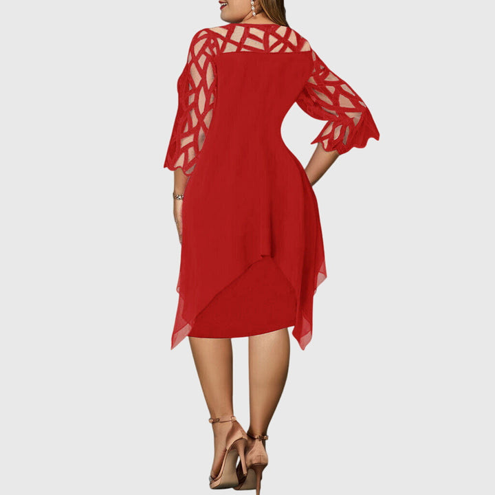 Catherine | Mini Dress with Geometric Sleeve and Asymmetrical Overlay