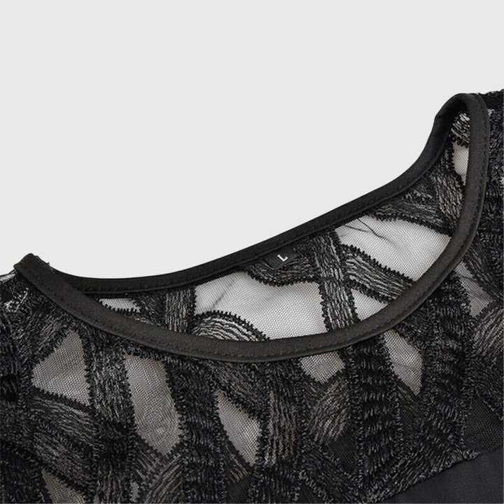 Catherine | Mini Dress with Geometric Sleeve and Asymmetrical Overlay