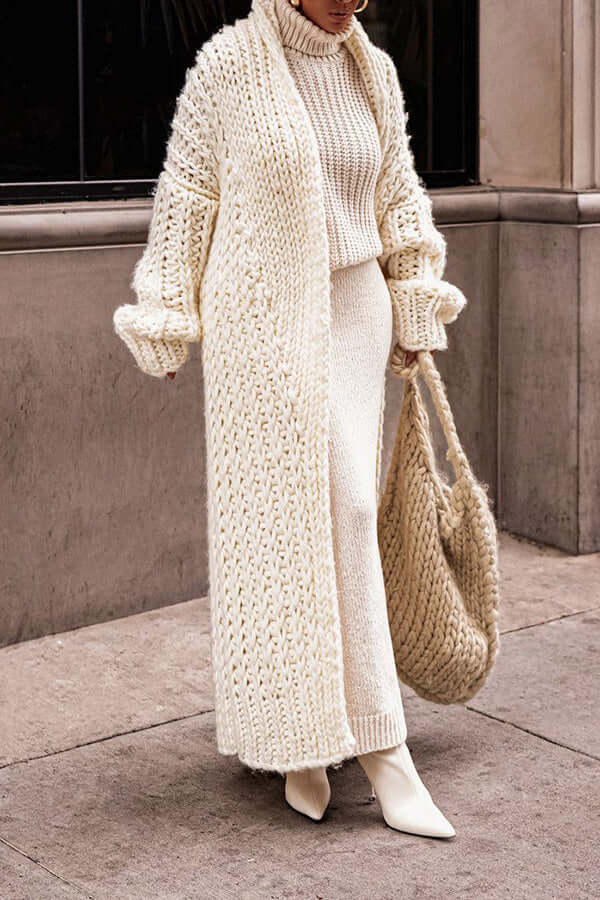 Christine | Long Cardigan with Chunky Knit and Open Front