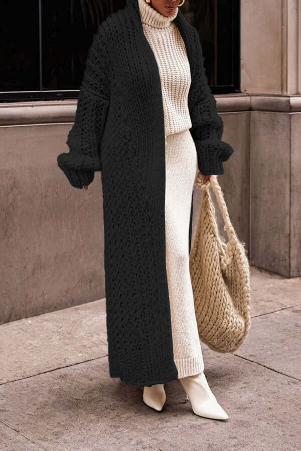 Christine | Long Cardigan with Chunky Knit and Open Front