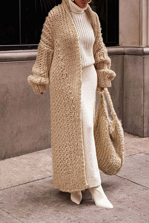 Christine | Long Cardigan with Chunky Knit and Open Front