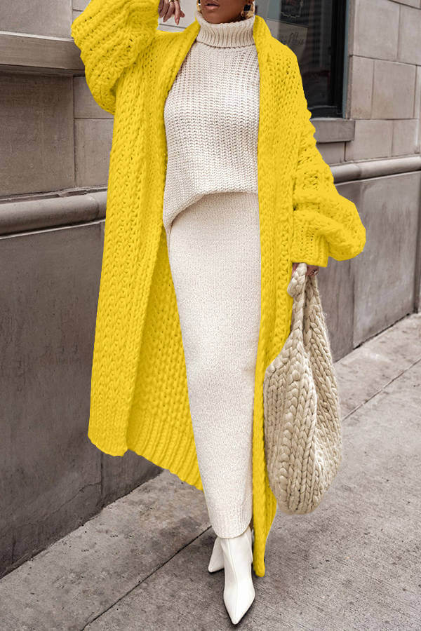 Christine | Long Cardigan with Chunky Knit and Open Front