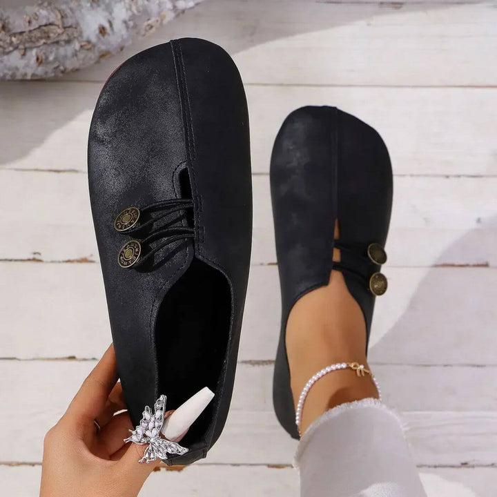 Clarissa | Slip On Shoes with Decorative Buttons and Elastic Detail