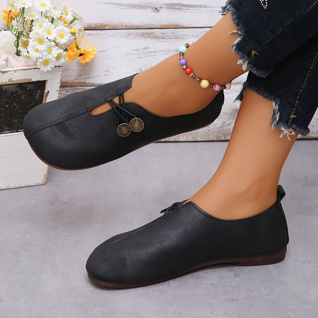 Clarissa | Slip On Shoes with Decorative Buttons and Elastic Detail
