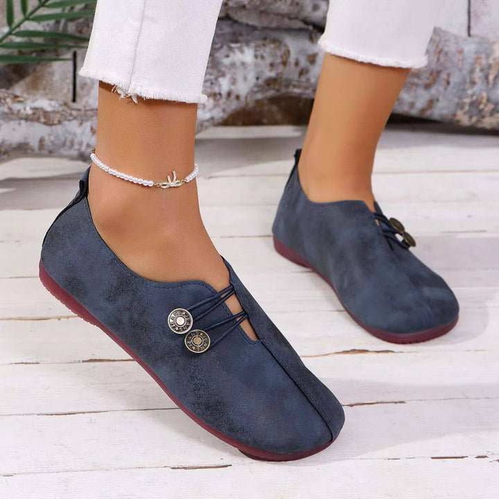 Clarissa | Slip On Shoes with Decorative Buttons and Elastic Detail