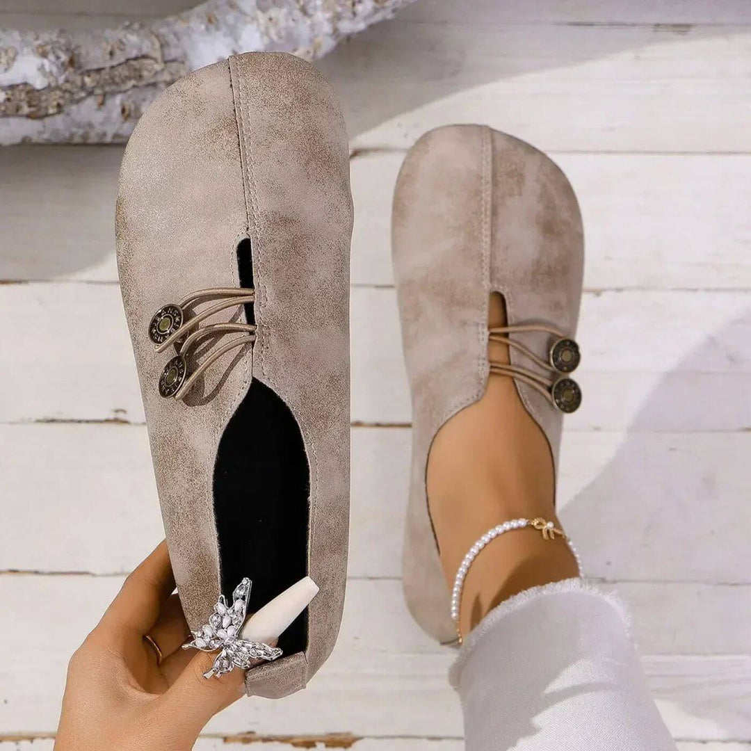 Clarissa | Slip On Shoes with Decorative Buttons and Elastic Detail