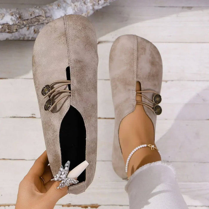 Clarissa | Slip On Shoes with Decorative Buttons and Elastic Detail