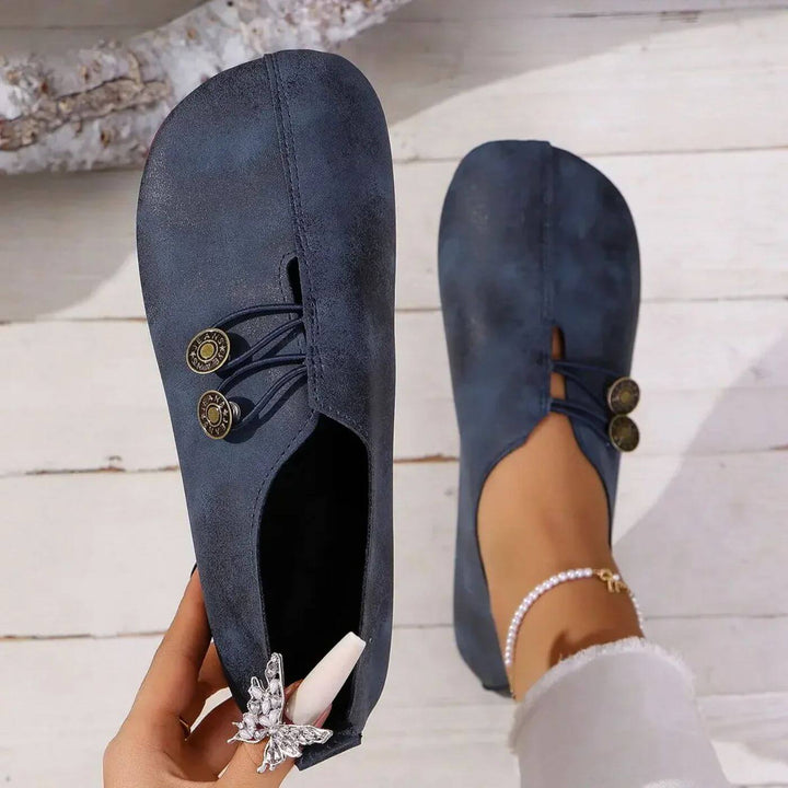 Clarissa | Slip On Shoes with Decorative Buttons and Elastic Detail