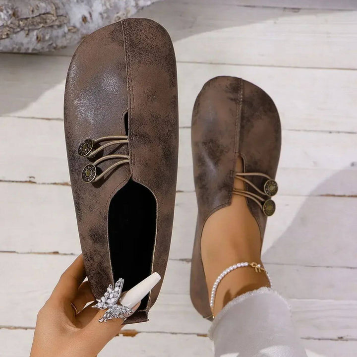 Clarissa | Slip On Shoes with Decorative Buttons and Elastic Detail