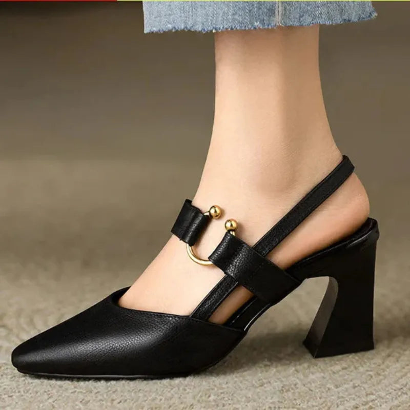 Colette | Slingback Heels with Block Heel and Pointed Toe