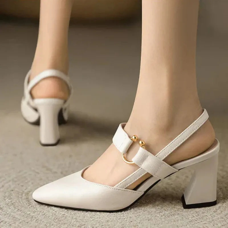 Colette | Slingback Heels with Block Heel and Pointed Toe