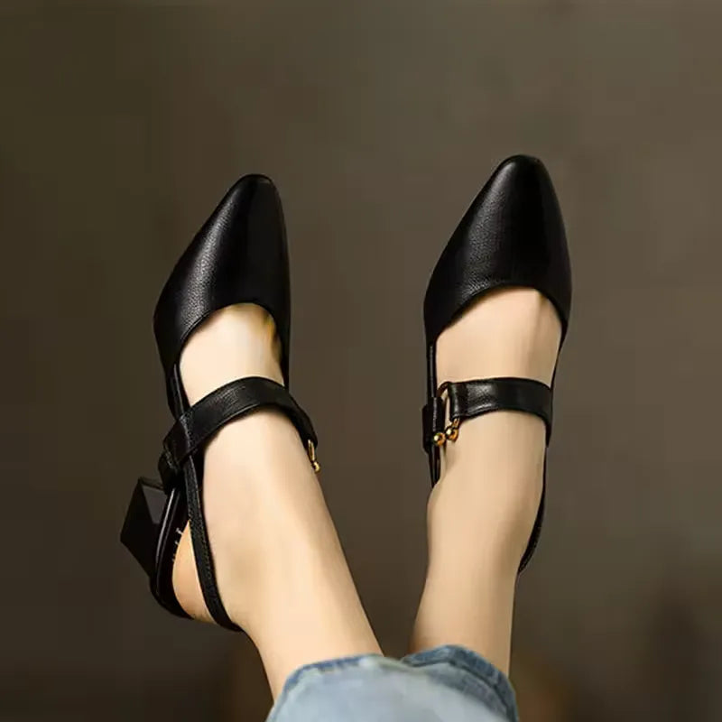 Colette | Slingback Heels with Block Heel and Pointed Toe