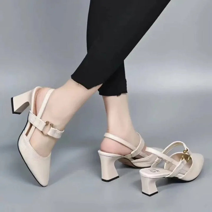 Colette | Slingback Heels with Block Heel and Pointed Toe