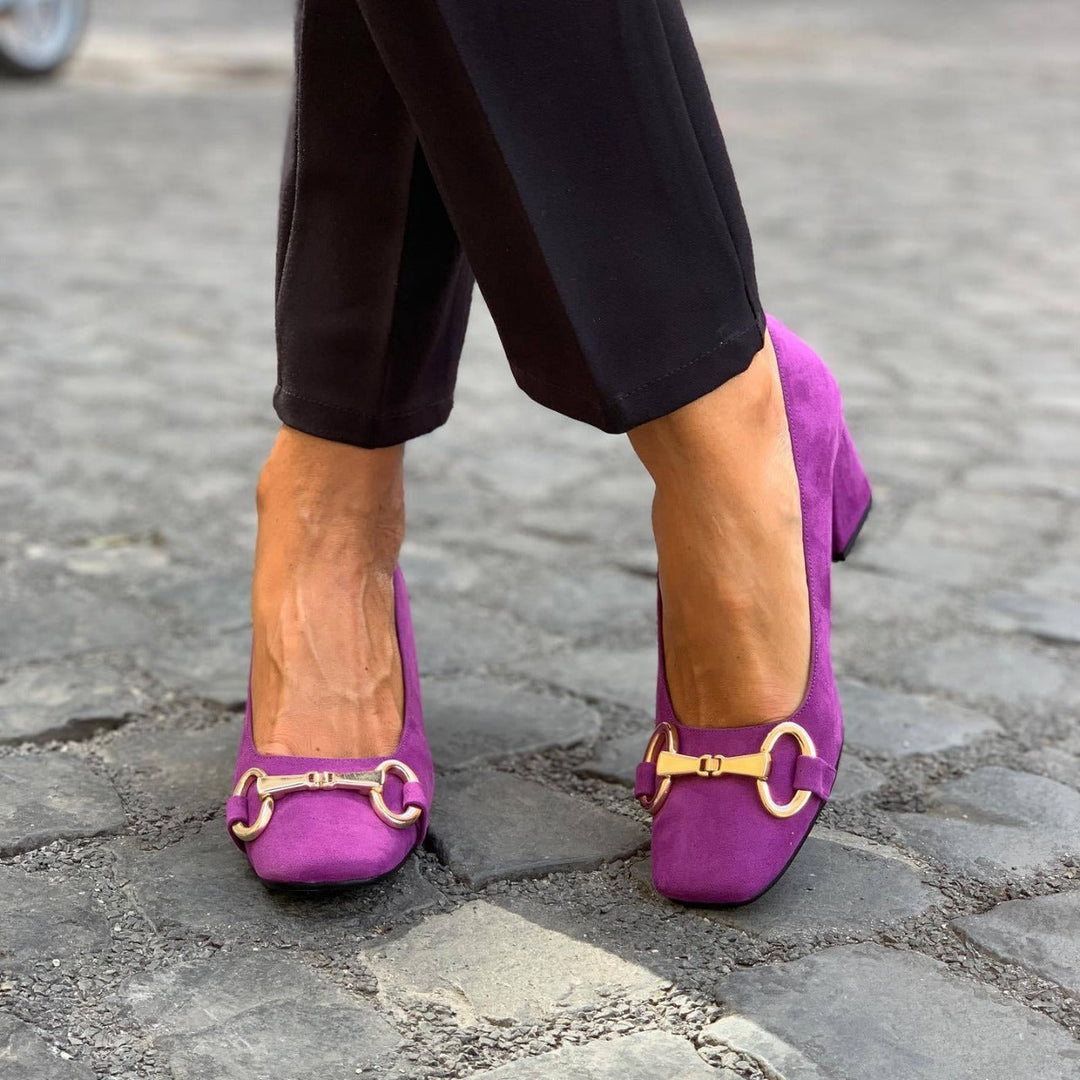 Connie | Block Heel Pumps with Buckle Detail