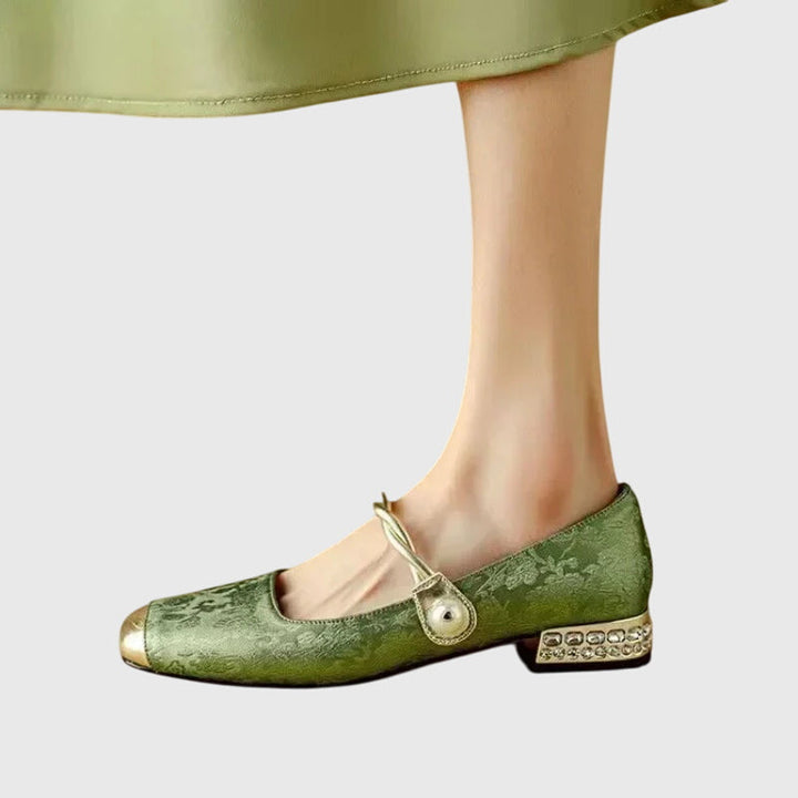 Courtney | Mary Jane Shoes with Embellished Heel and Twisted Strap