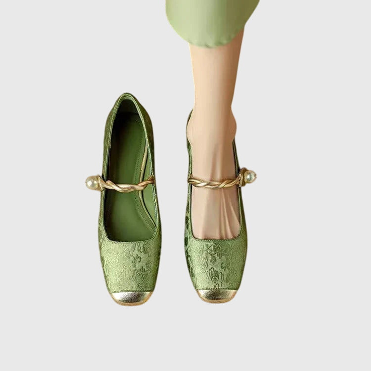 Courtney | Mary Jane Shoes with Embellished Heel and Twisted Strap