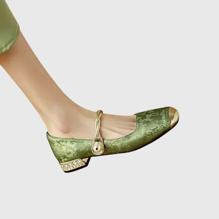 Courtney | Mary Jane Shoes with Embellished Heel and Twisted Strap