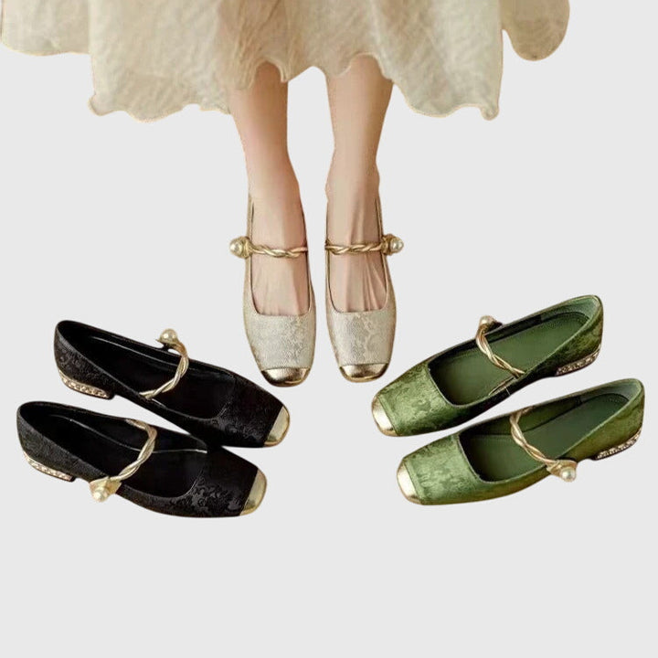Courtney | Mary Jane Shoes with Embellished Heel and Twisted Strap