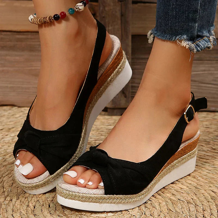Courtney | Orthopedic Wedge Sandals with Slingback Strap and Bow Detail