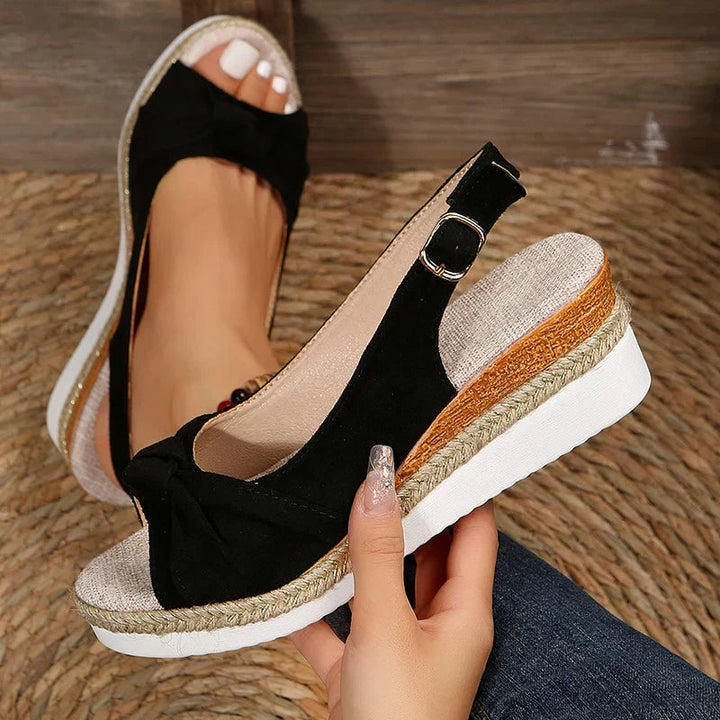 Courtney | Orthopedic Wedge Sandals with Slingback Strap and Bow Detail
