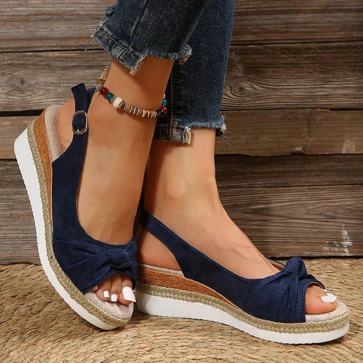 Courtney | Orthopedic Wedge Sandals with Slingback Strap and Bow Detail