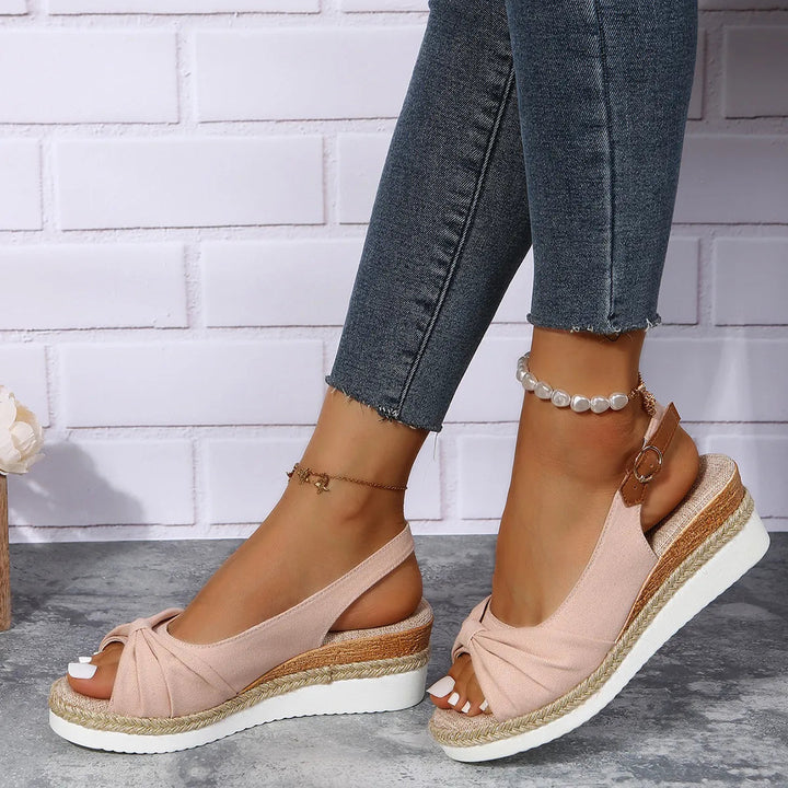 Courtney | Orthopedic Wedge Sandals with Slingback Strap and Bow Detail