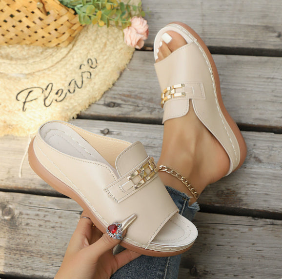 Deborah | Orthopedic Sandals with Slip On and Gold Buckle