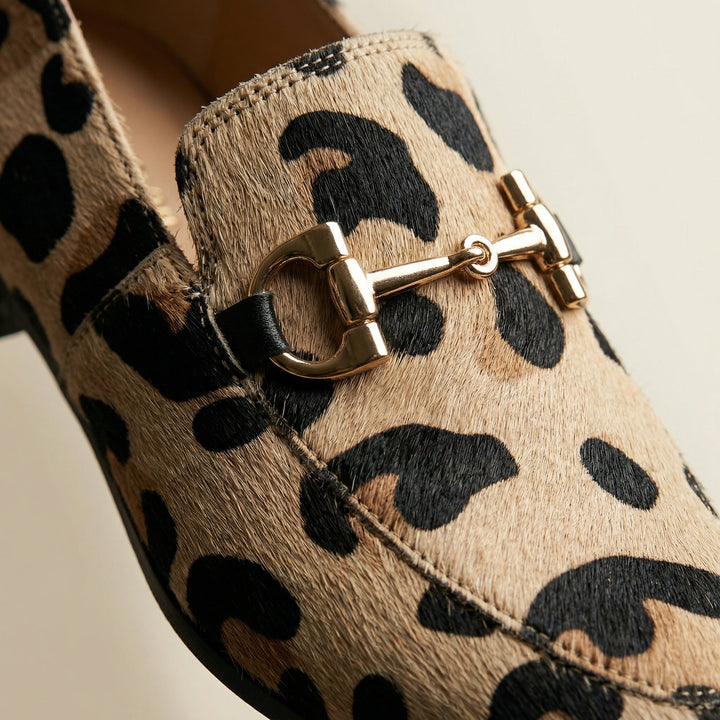 Debra | Leopard Print Loafers with Horsebit Detail and Pointed Toe