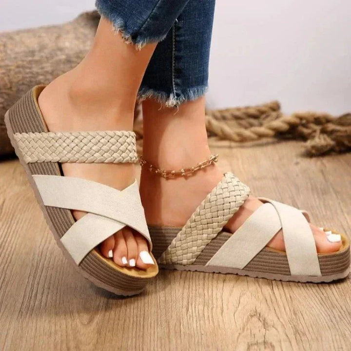 Debra | Platform Sandals with Braided Straps and Cross Straps