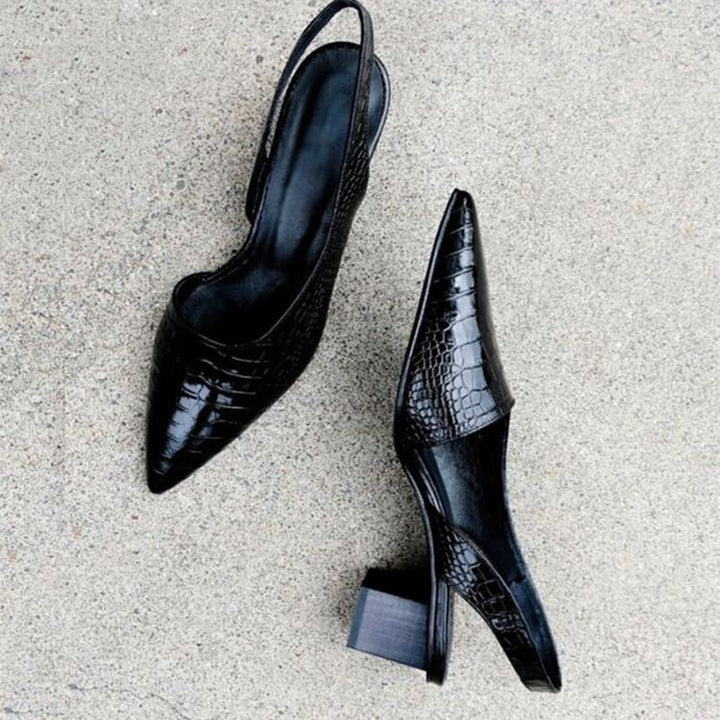 Donna | Slingback Heels with Block Heel and Pointed Toe