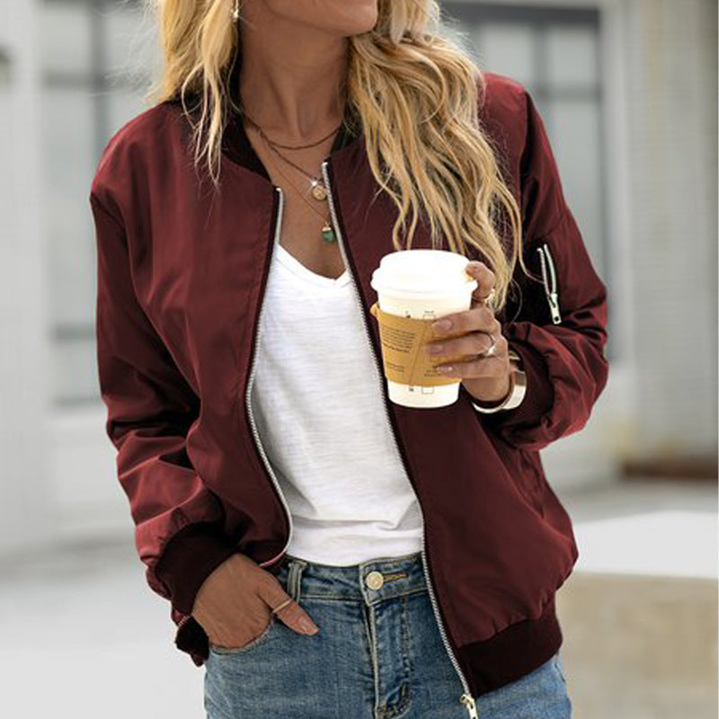 Doris | Bomber Jacket with Zip Front and Ribbed Cuffs
