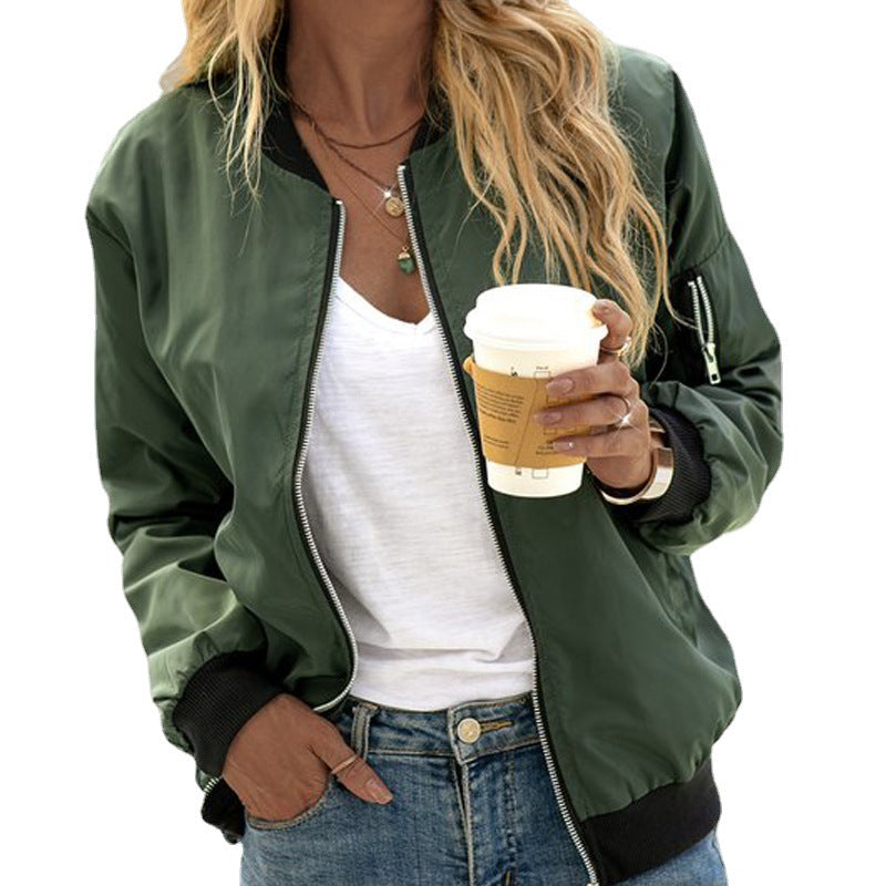 Doris | Bomber Jacket with Zip Front and Ribbed Cuffs