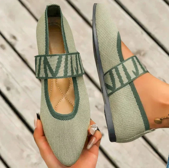 Edna | Pointed Toe Ballet Flats with Elastic Strap