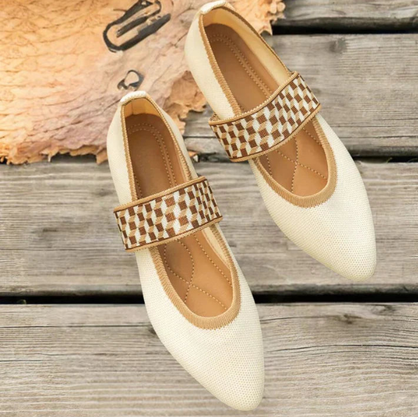 Edna | Pointed Toe Ballet Flats with Elastic Strap