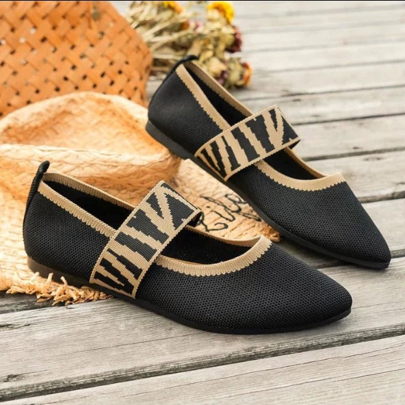 Edna | Pointed Toe Ballet Flats with Elastic Strap