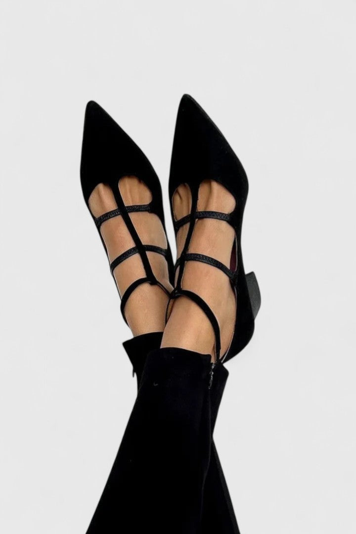 Edna | Strappy Pointed Toe Heels with Block Heel