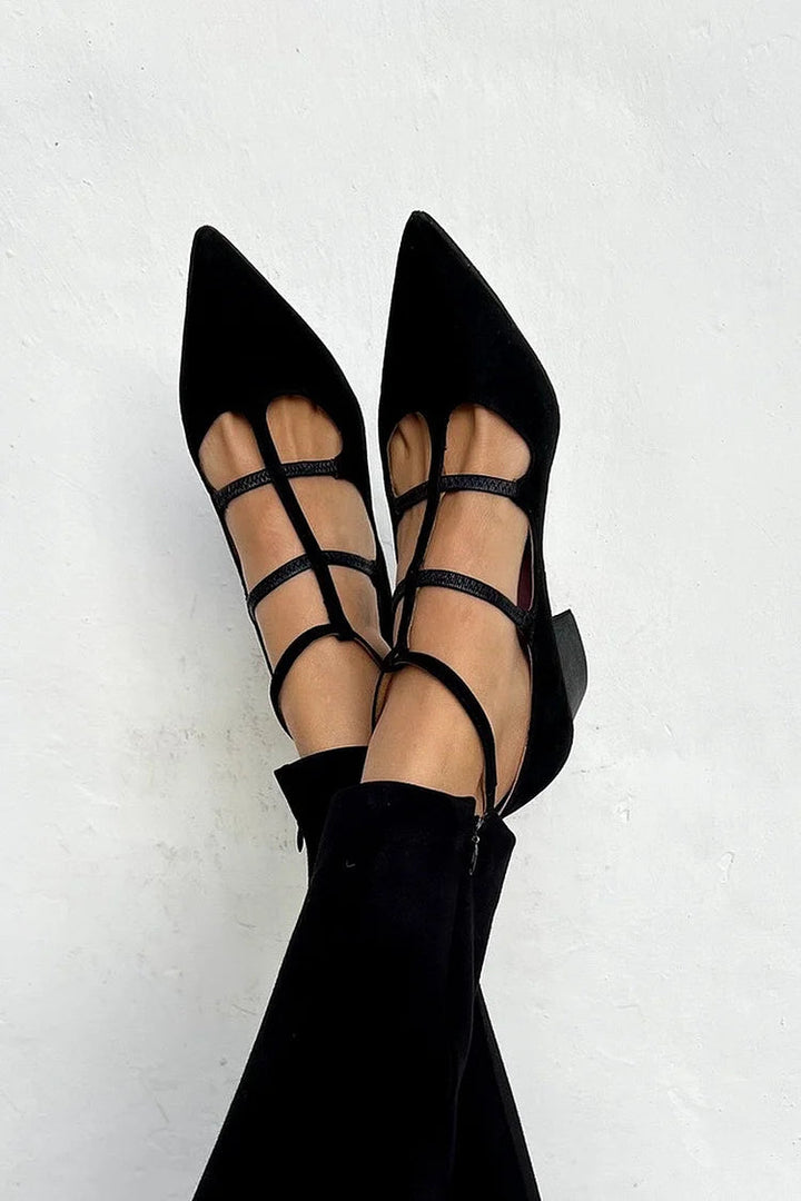 Edna | Strappy Pointed Toe Heels with Block Heel
