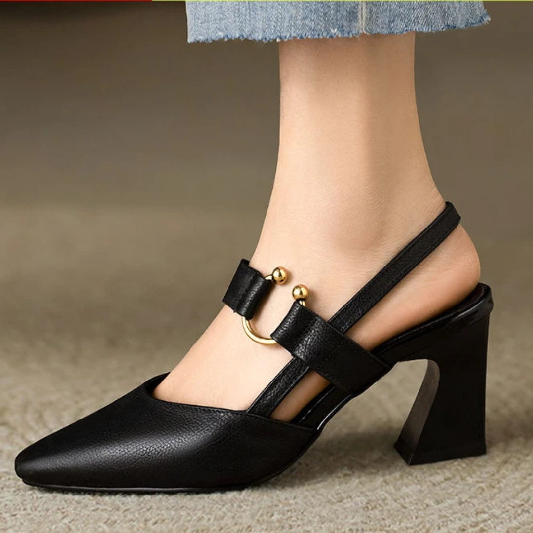 Eleanor | Slingback Heels with Pointed Toe and Block Heel