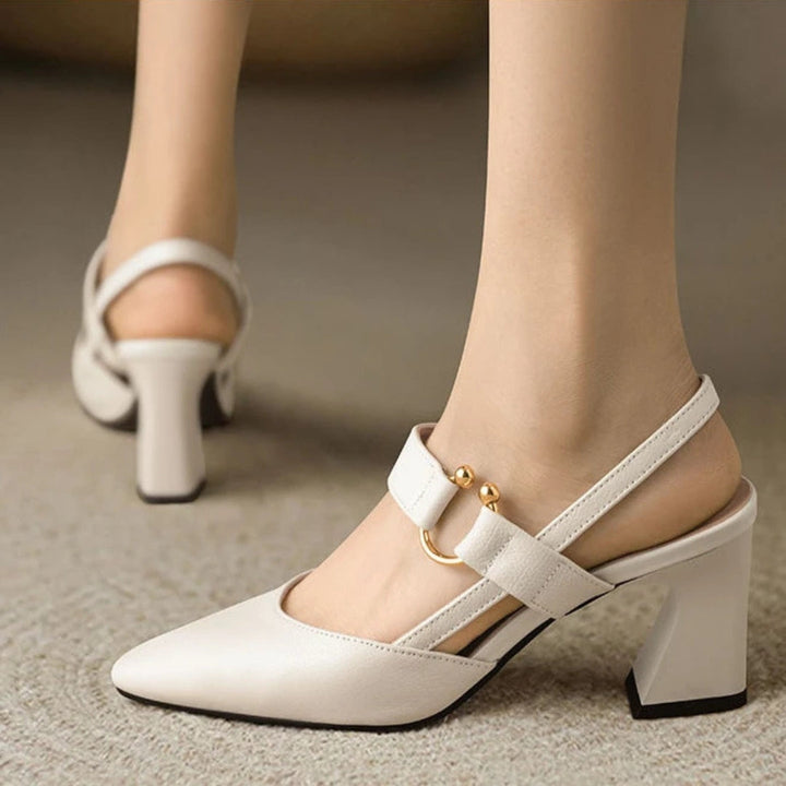 Eleanor | Slingback Heels with Pointed Toe and Block Heel