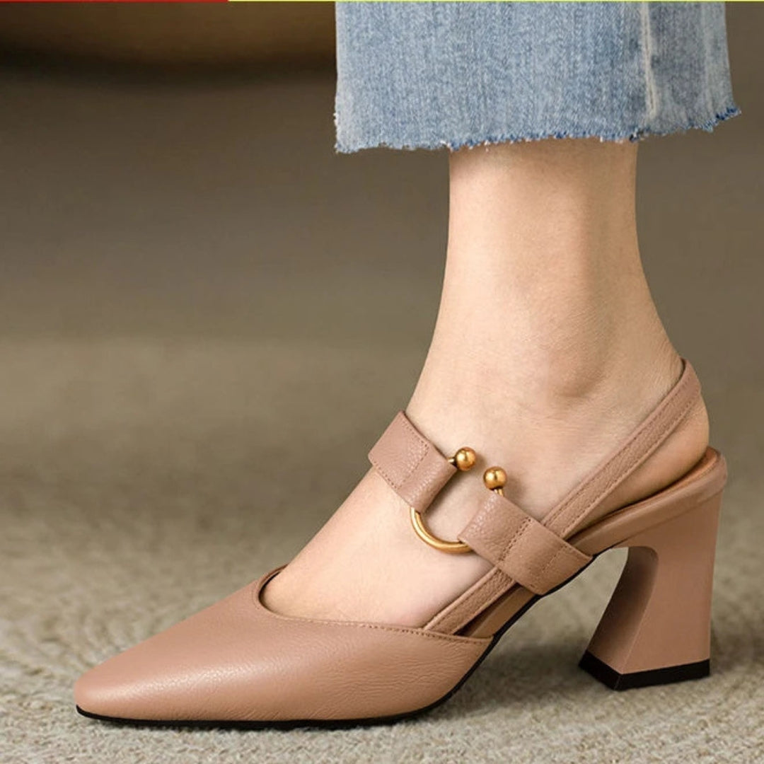 Eleanor | Slingback Heels with Pointed Toe and Block Heel