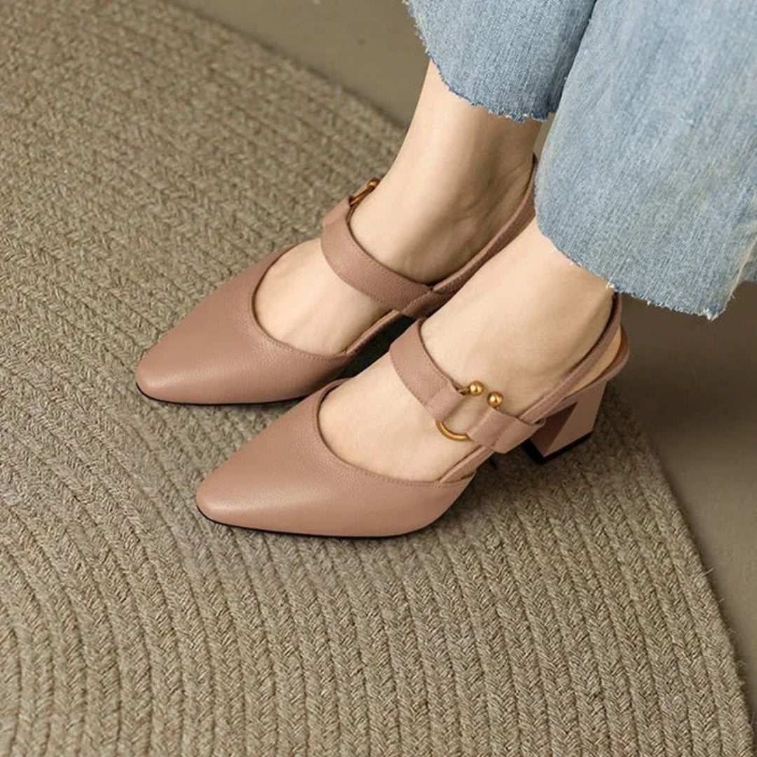 Eleanor | Slingback Heels with Pointed Toe and Block Heel