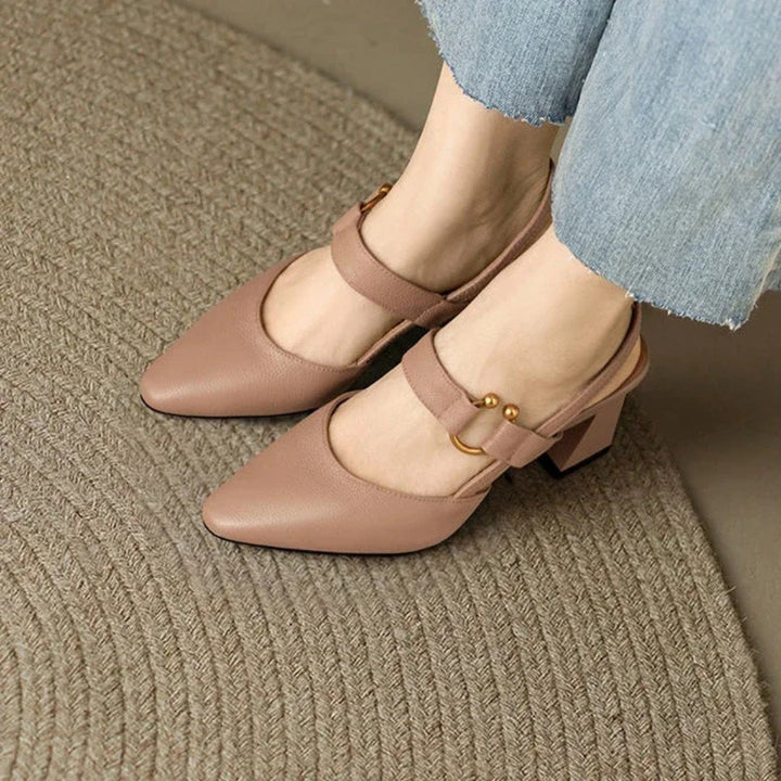 Eleanor | Slingback Heels with Pointed Toe and Block Heel