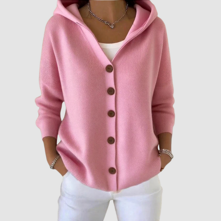 Elizabeth | Hooded Cardigan with Button Front and Long Sleeves