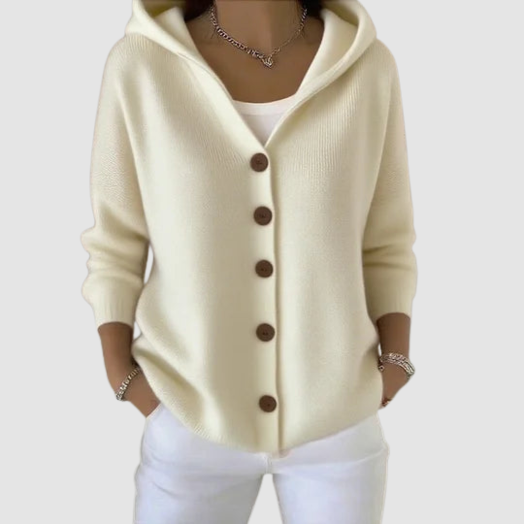 Elizabeth | Hooded Cardigan with Button Front and Long Sleeves