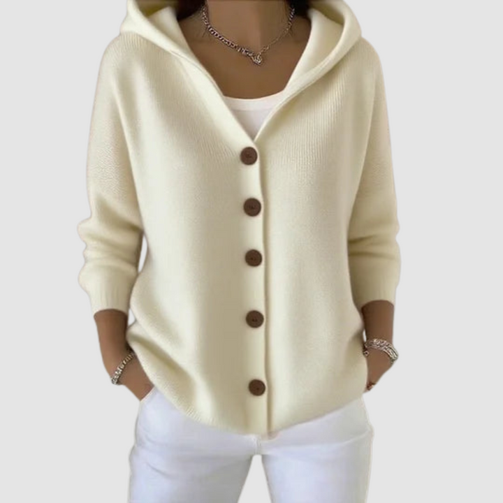 Elizabeth | Hooded Cardigan with Button Front and Long Sleeves
