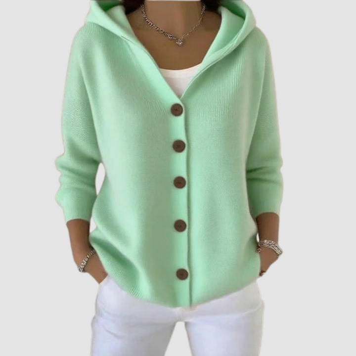 Elizabeth | Hooded Cardigan with Button Front and Long Sleeves